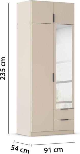 Rauch Möbel Lagoa, Kleiderschrank, Garderobe für Schlafzimmer, Kinderzimmer, Jugendzimmer 4-türig, mit Spiegel, 2 Schubladen, Farbe Beige, Breite 91 cm Bild 3