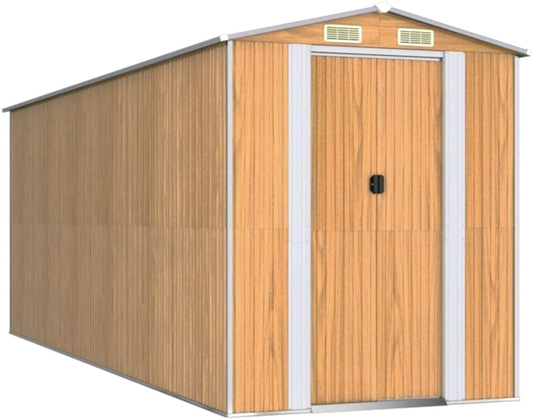 vidaXL Geräteschuppen Hellbraun 192x523x223 cm Verzinkter Stahl 3147475