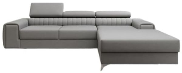 Designer Sofa Melinda mit Schlaf- und Klappfunktion Stoff Grau Rechts
