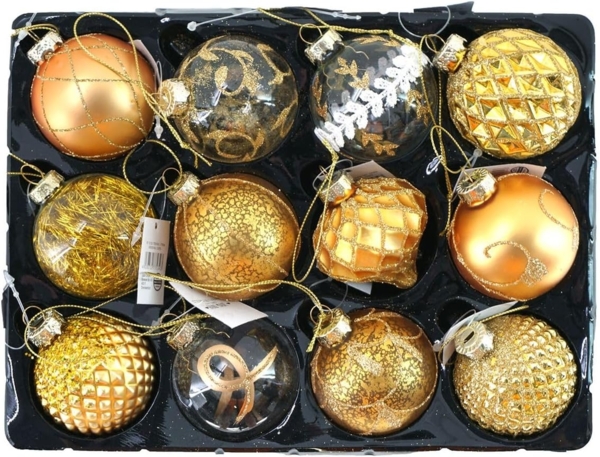 Weihnachtsbaumkugeln Glas Kugeln 12 STK Christbaumkugeln Weihnachtskugeln gelb