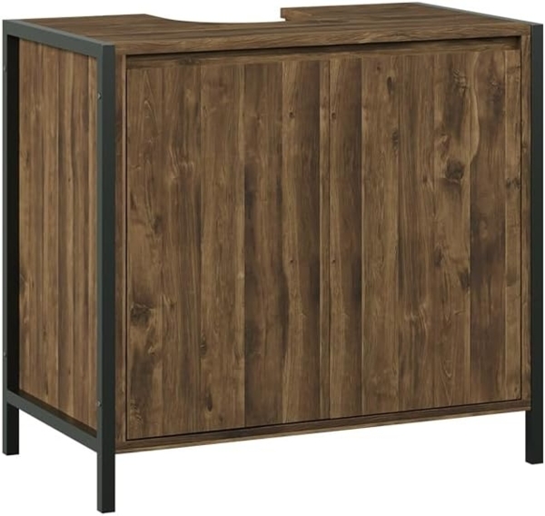 Waschbeckenunterschrank Naola Eiche/Schwarz 70 x 65 cm mit 2 geschlossenen Ablagefächern Vicco