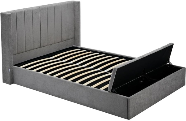 Vente-unique - Bett mit Bettkasten & Bank + Matratze - 160 x 200 cm - Stoff - Grau - DOUINO Bild 7