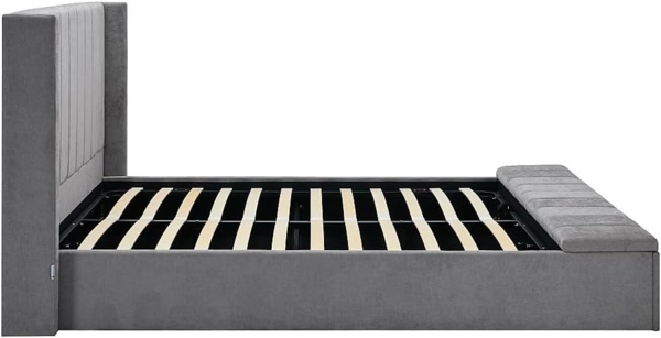 Vente-unique - Bett mit Bettkasten & Bank + Matratze - 160 x 200 cm - Stoff - Grau - DOUINO Bild 8