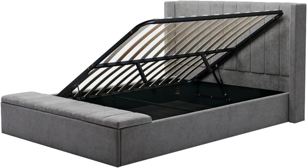 Vente-unique - Bett mit Bettkasten & Bank + Matratze - 160 x 200 cm - Stoff - Grau - DOUINO Bild 6