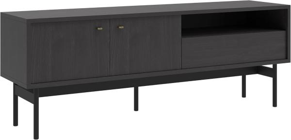 Selsey Olar - TV-Element mit Schublade, Holzoptik Esche Portland Schwarz, 154 cm