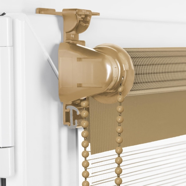 Doppelrollo Klemmfix ohne Bohren 75x210 cm Beige Duo Rollo Klemmrollo Sonnenschutzrollo Fensterrollo für Fenster & Türen Zebrarollo Seitenzugrollo Bild 2