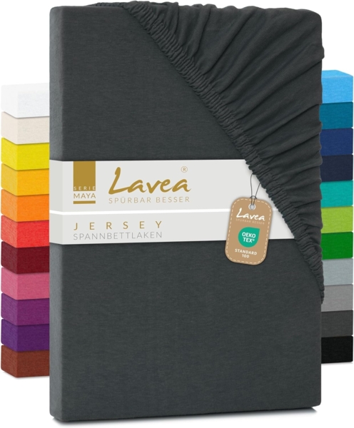 Lavea Spannbettlaken Maya, in Gr. 60x140, 90x200, 120x200, 140x200, 180x200 oder 200x220 cm, 100% Baumwolle, Gummizug: rundum, (1 Stück), Jersey Spannbetttuch für Topper, Boxspring- und Wasserbetten