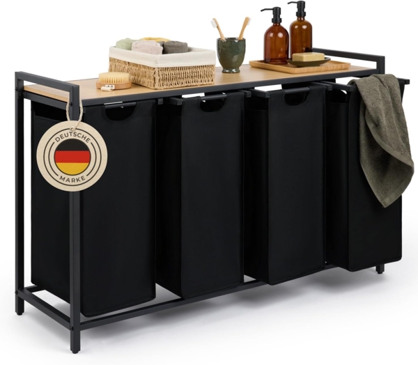 Blumtal Ausziehwäschekorb 2-4 Fächer Wäschesammler mit Ablage und Metallrahmen