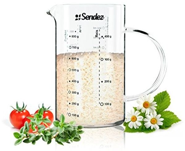 Sendez® Messbecher 1L aus Borosikatglass Messkanne Dosierhilfe Literbecher Küchenhelfer Messbehälter