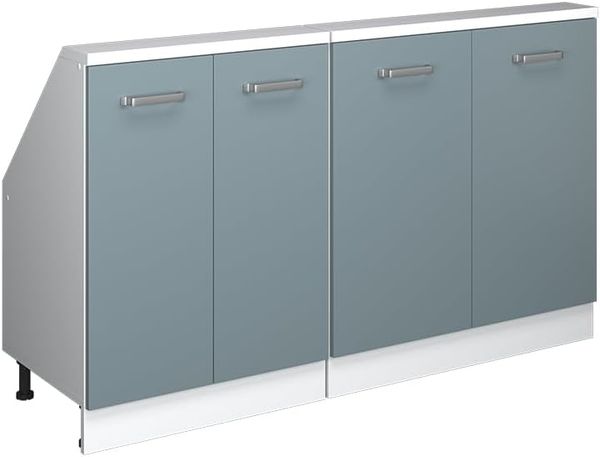 Küchenschrank für Dachschrägen R-Line Blau-Grau 140 cm 2er Set Vicco