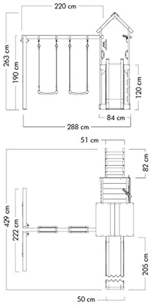 WICKEY Spielturm Klettergerüst MultiFlyer Holzdach mit Schaukel & grüner Rutsche, Kletterturm mit Holzdach, Sandkasten, Leiter & Spiel-Zubehör Bild 4