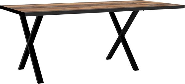 Forte GRIGOR Tisch 160, Großer Esstisch mit Metallbeinen und Verlängerungsplatte, Holzwerkstoff, Old-Wood Vintage Holzdekor/Schwarz matt, 160 cm breit x 75,8 cm hoch x 90 cm tief