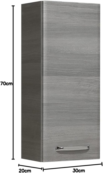 Wandschrank Atlanta / Alika, Holzwerkstoff, Metall, Grau, 30 x 70 x 20 cm Bild 3