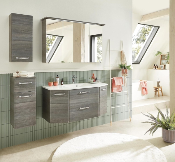 Wandschrank Atlanta / Alika, Holzwerkstoff, Metall, Grau, 30 x 70 x 20 cm Bild 5