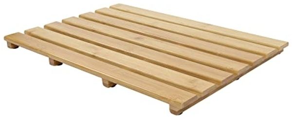 Spetebo Duschmatte Bambus Badematte aus FSC Echtholz - 53 x 35 cm, Höhe 2.50 mm, Echtholz, rutschfest, Bambus Holz, rechteckig, Duschmatte, rutschfester Vorleger für Bad Sauna Pool