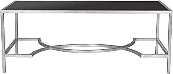 SAFAVIEH Modern Accent Table with Iron Legs, in Silver and Black, 58 X 122 X 45.72