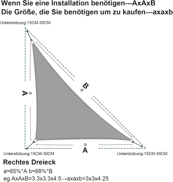 SUNNY GUARD Sonnensegel Dreieck 5 x 5 x 7 m Wasserdicht Sonnenschutz Wetterschutz Segel Baldachin UV Schutz für Balkon Terrasse Garten, Sand Bild 5