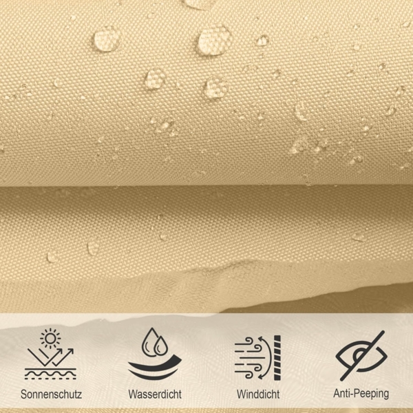 SUNNY GUARD Sonnensegel Dreieck 5 x 5 x 7 m Wasserdicht Sonnenschutz Wetterschutz Segel Baldachin UV Schutz für Balkon Terrasse Garten, Sand Bild 2