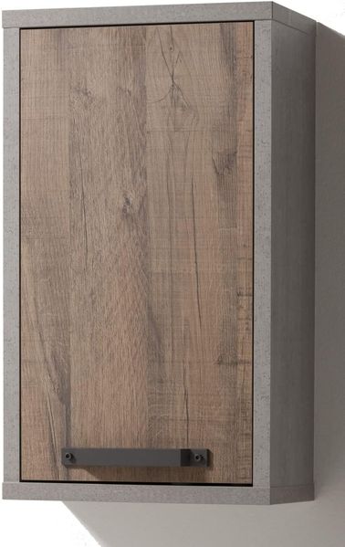 Composad | Hängeschrank für Badezimmer der Linie LAFABRICA, Badezimmerschrank, Badezimmerbehälter, Farbe Beton und Tür aus gealterter Eiche, (BxHxT) 40 x 68,80 x 22 cm, hergestellt in Italien