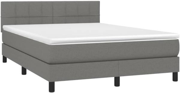 vidaXL Boxspringbett mit Matratze & LED Dunkelgrau 140x200 cm Stoff 3133158