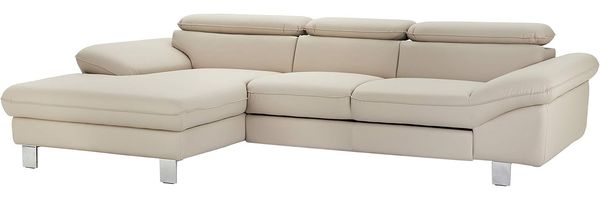 Mivano Ecksofa Driver mit Recamiere links, Ledercouch im modernen Design, Inkl. verstellbare Kopfstützen, 268 x 73 x 169, Kunstleder, Hellbraun