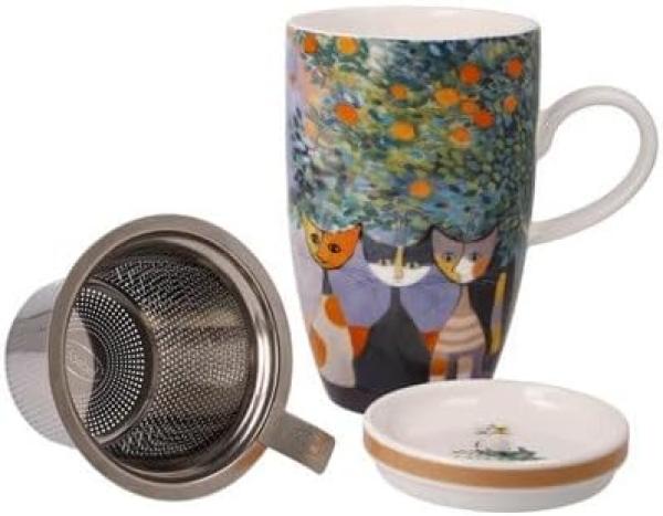 Goebel Teetasse mit Deckel und Sieb Rosina Wachtmeister - Tempi felici, Fine Bone China, Bunt, 0. 45 L, 66861321