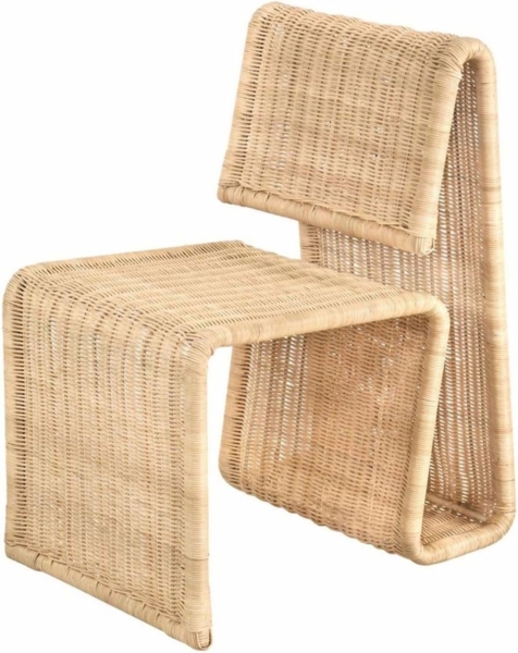 Casa Padrino Luxus Rattan Esszimmer Stuhl Naturfarben H. 82 cm - Luxus Möbel