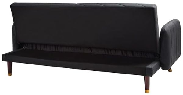 Schlafsofa SENJA Schwarz Kunstleinen Bild 6