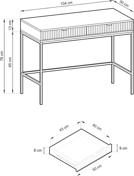 Selsey VELLORE - Schminktisch/Schreibtisch 104 cm (grau) Bild 4