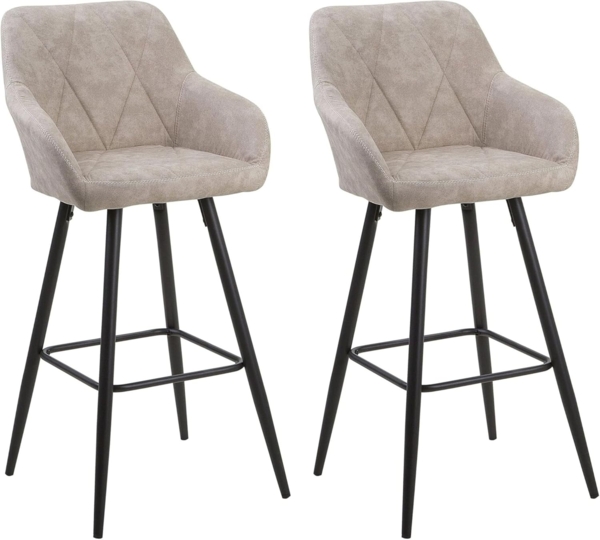 Beliani 'Darien' Barstuhl, 2er Set, Stoff, 103 x 54 x 50 cm, Beige