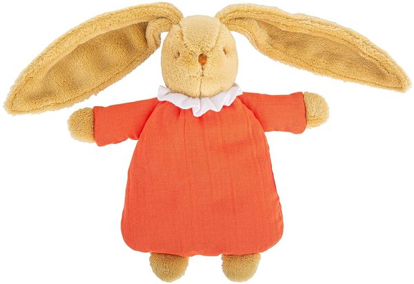 Kuschelhase mit Rassel 20Cm - Orange Organic Cotton
