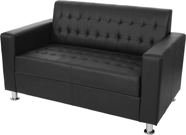 2er Sofa Kunda, Couch Loungesofa, Kunstleder, Metall-Füße ~ schwarz