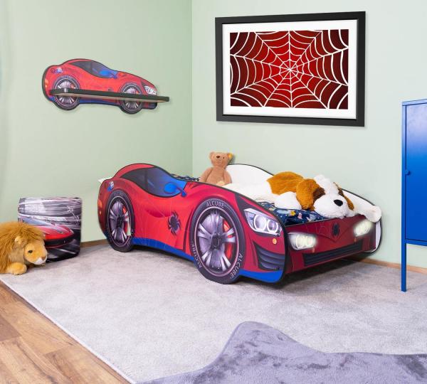 Autobett PKW SPIDER CAR mit Wandregal 140x70 cm