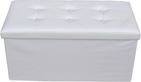 Rebecca Mobili Fußhocker modernes Design, Ottomane Sitzbank in Weiß, Wohnaccessoire Haus Wohnzimmer, Wohnbereich – Maße: 38x76 x P 38 cm (HxLxB) - Art. RE4620