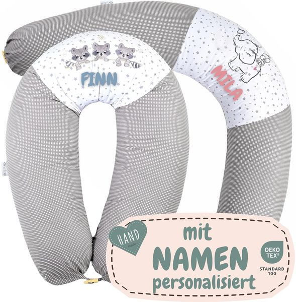 sei Design XXL Stillkissen Seitenschläferkissen - personalisiert mit Namen und Geburtsdatum: personalisierte Geschenke zum Geburt Baby Geschenk für Junge und Mädchen - Schwangerschaftskissen