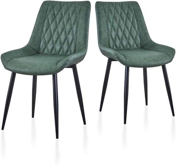 TUKAILAI Esszimmerstühle 2er Set aus Kunstleder, Küchenstühle mit Rückenlehne,weichen Kissen,Metallbeine, Ergonomische Sessel, Moderne Stühle für Küche,Esszimmer,Wohnzimmer,Empfangsraum, Grün