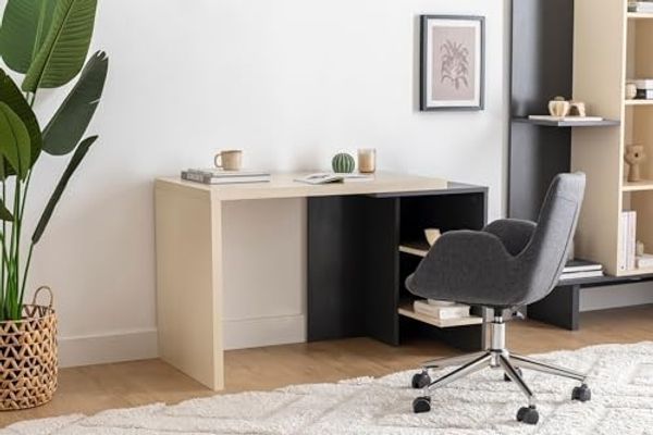 Stylish Study Desk, 120 x 60 x 73.6 cm, Beige & Anthracite | 100% Melamine Coated Particle Board, 18 mm Thick | Perfect for Home Office & Study