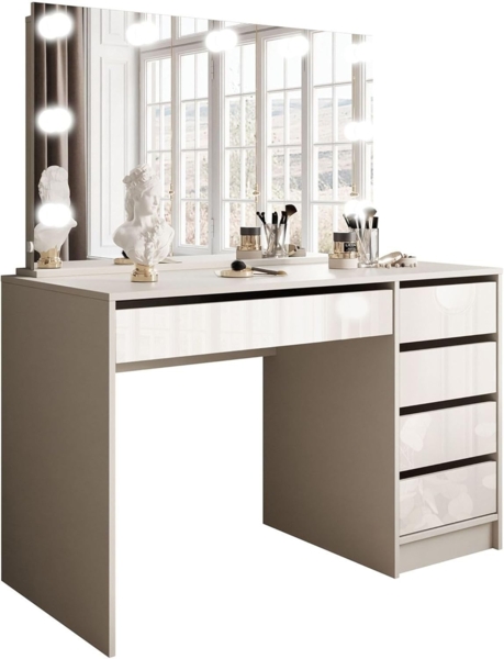 Lookway Schminktisch MADA ELITE KASCHMIR mit Spiegel und LED Beleuchtung (1x Schreibtisch 1x Spiegel), Breite: 120 cm