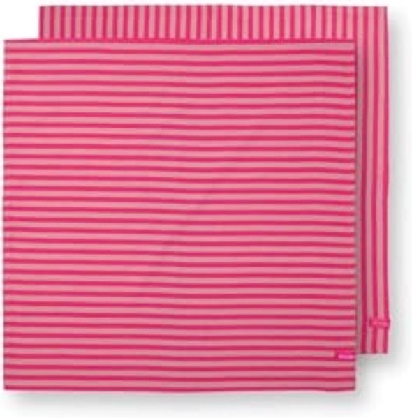 PiP Studio Geschirrtuch Geschirrtücher-Set Stripes Pink (65x65cm) (2-teilig)