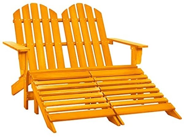 vidaXL 2-Sitzer Adirondack-Gartenbank mit Fußstütze Tannenholz Orange