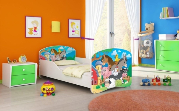 Kinderbett Milena mit verschiedenen Mustern 140x70 Farm