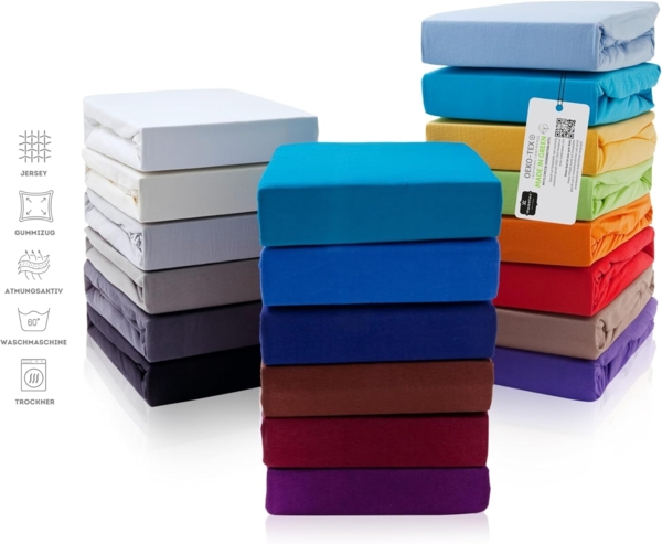 Hometex Premium Textiles Spannbettlaken Jersey Spannbettlaken 100% Baumwolle, Jersey, Gummizug: Rundumgummizug, Premium-Jersey Matratzenhöhe bis 23 cm