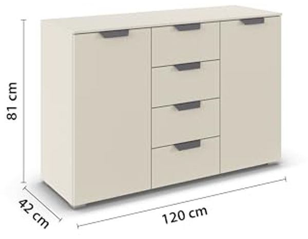 rauch Aditio Box, Kommode, 2-türig, 4 Schubladen, mit Softclose-Funktion, Farbe Beige, BxHxT 120x81x42cm Bild 3