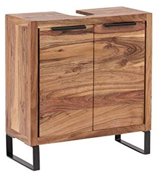 Waschbeckenunterschrank Akazie hell 56x60x25 cm massivum Sydney Bad Unterschrank Holz Badschrank Landhausstil klein modern