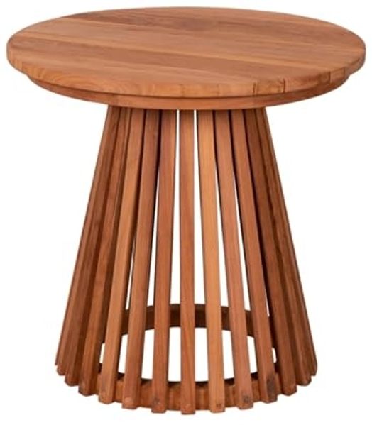 MR. DEKO Gartentisch Bolton Teak (Ideal zu Deckchairs kombinierbar – für drinnen & draußen geeignet, 1-St), Plantagen-Teak Vollholz – wetterfest, vielseitig, leicht montierbar