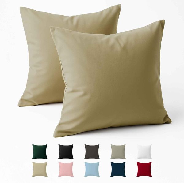 Kissenbezug 50x50 Baumwolle Renforcé (2er-Set) - Beige - Dicht gewebt mit 57 Fäden/cm² - Kissenhülle 50x50 cm - Oeko Tex Zertifiziert - Dreamzie