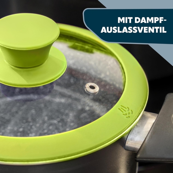 Glasdeckel mit Silikonrand für 20 cm Töpfe und Pfannen, grün Bild 4