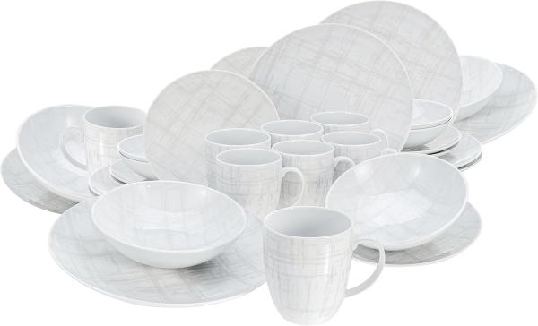 CreaTable 25798 Kombiservice Home für 8 Personen, Porzellan, creme-weiß (1 Set, 32-teilig)