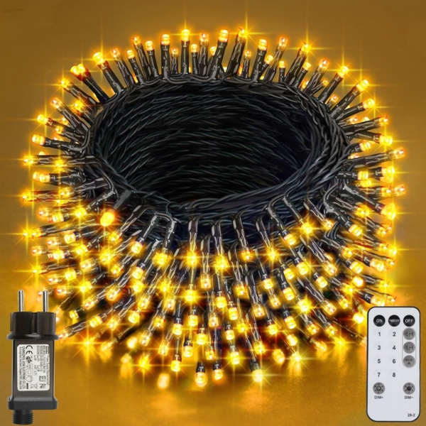 LED Lichterkette Innen Außen, 320er LED Lichterkette Weihnachtsbaum, 8 Modi IP44 Wasserdicht Fairy Lights mit Fernbedienung und Timer, für Weihnachten, Innen, Außen, Garten, Party, Hochzeit - Warmweiß