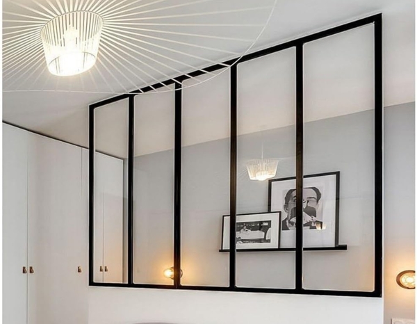 Vente-unique - Atelier-Glaswand - 150 x 130 cm - thermolackiertes Aluminium - Schwarz - BAYVIEW Bild 7